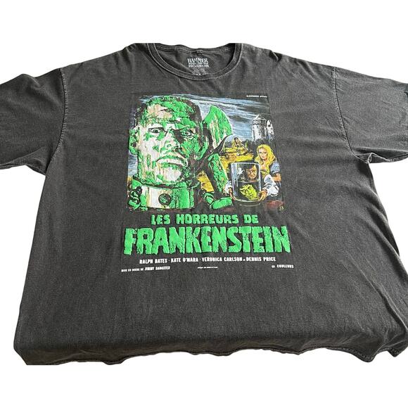 Hammer House of Horror Les Horreus de Frankenstein T-Shirt Green, Size XXL - Picture 1 of 5